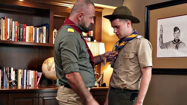 Newbie scout gets fingered by gaydaddy in office