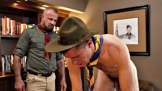 Newbie scout gets fingered by gaydaddy in office