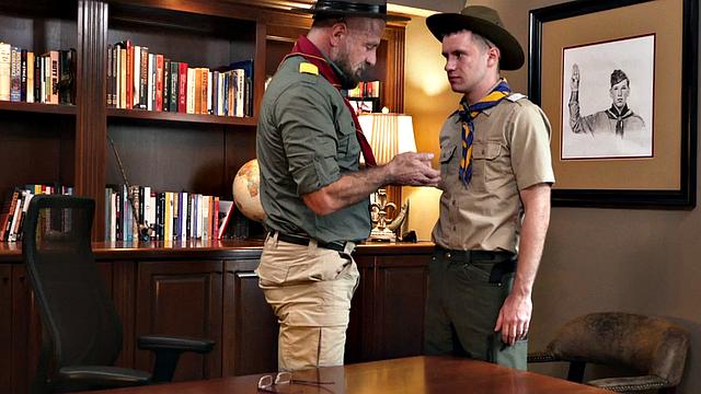 Newbie scout gets fingered by gaydaddy in office