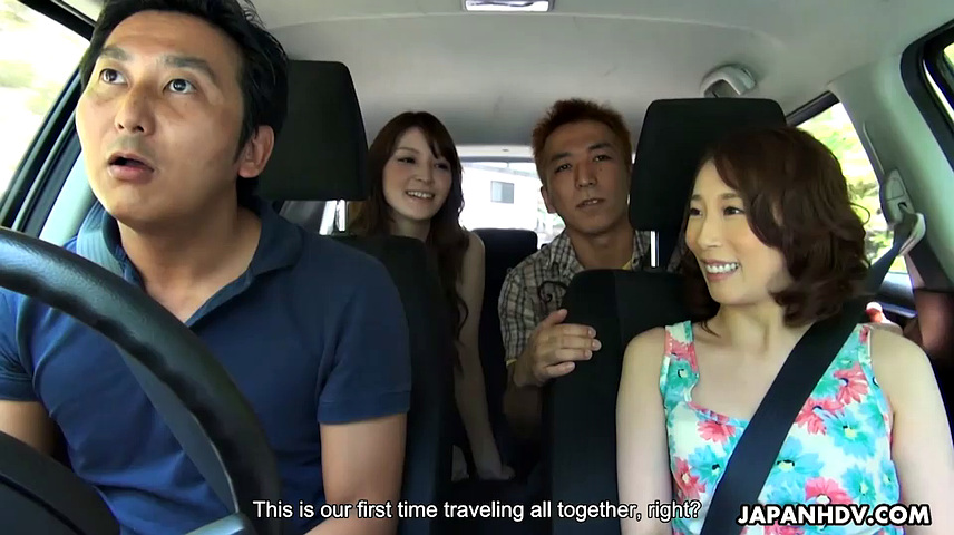 Sakura Aoi and Aya Kisaki go camping with horny husbands