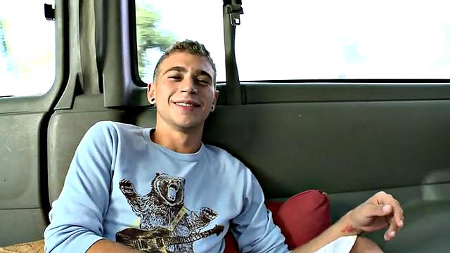 Fooled guy got blowjob from gay in outdoor van