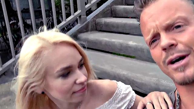 Public German amateur babe fucked outdoors in POV sex date