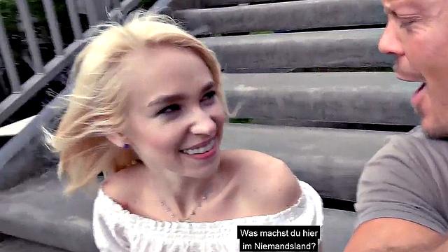 Public German amateur babe fucked outdoors in POV sex date