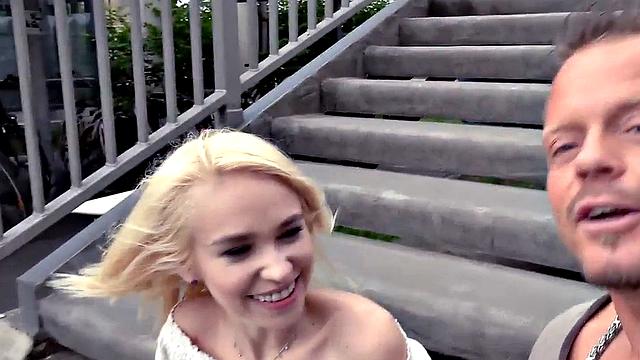 Public German amateur babe fucked outdoors in POV sex date