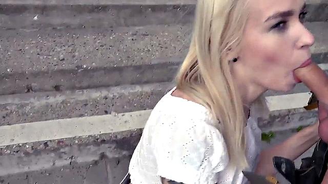 Public German amateur babe fucked outdoors in POV sex date