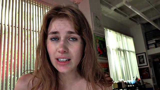 Skinny HJ 21yo GF jerks oiled cock in POV and talks dirty