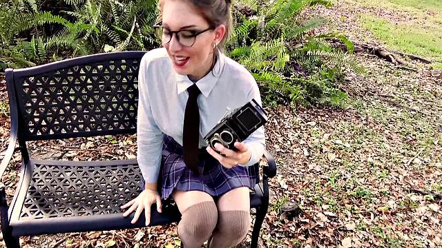 Sexy tattooed babe in glasses rides hard while getting her pussy pounded in doggystyle