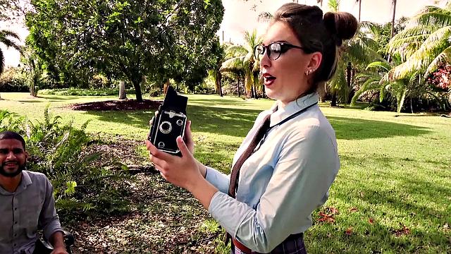 Sexy tattooed babe in glasses rides hard while getting her pussy pounded in doggystyle