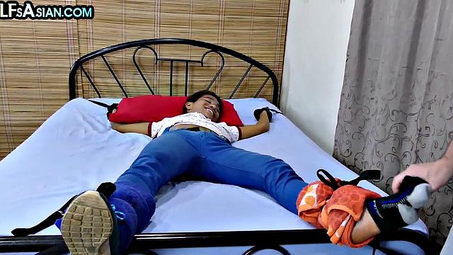 Tickled Asian twink gets fucked by amateur DILF