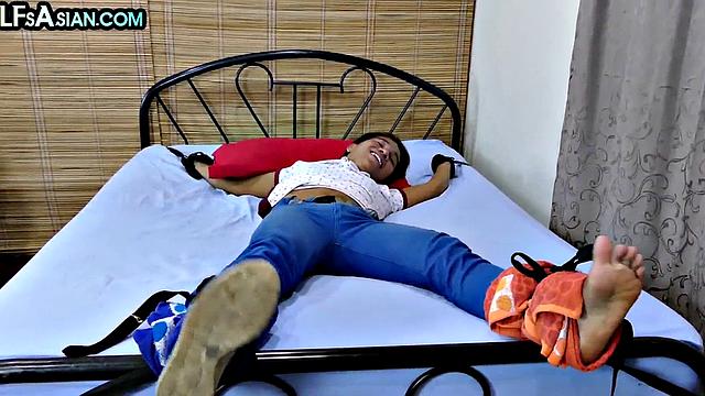 Tickled Asian twink gets fucked by amateur DILF