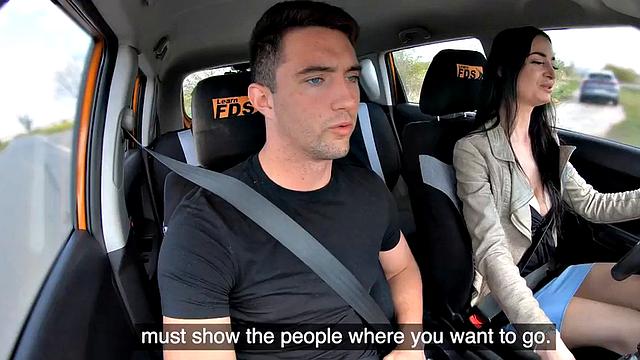 Learning slut rides instructor's cock after driving class