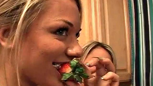 Hot lesbo babes eating chocolate