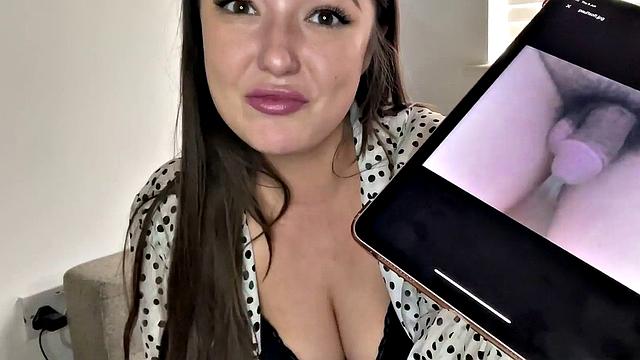 Watch this curvy young brunette talk dirty about tiny dicks on the phone