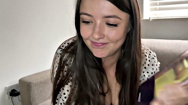 Watch this curvy young brunette talk dirty about tiny dicks on the phone