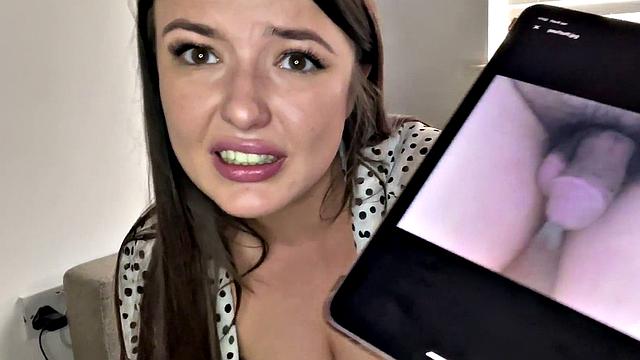 Watch this curvy young brunette talk dirty about tiny dicks on the phone