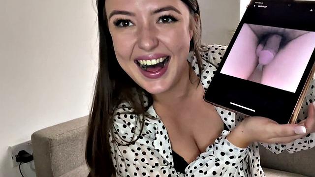 Watch this curvy young brunette talk dirty about tiny dicks on the phone