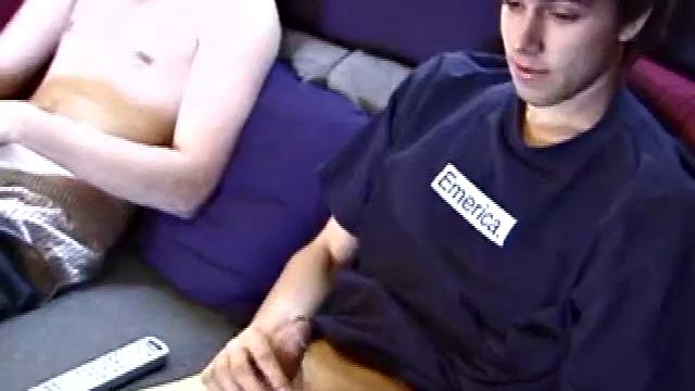 Christian and Jayden drop their pants and pull out their dicks. Whacking away, Christian keeps looking over at Jayden, clearly wanting to take matters into his own hands.