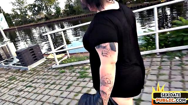 Public German chubby fucked outdoors by her sex date