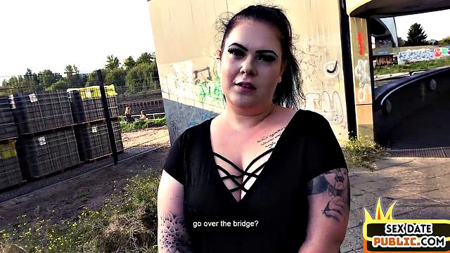 Public German chubby fucked outdoors by her sex date
