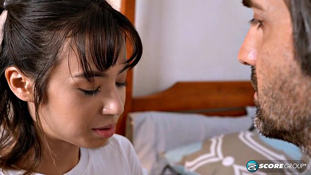 19-year-old babysitter Asia fucks guy twice her age and gets a creampie