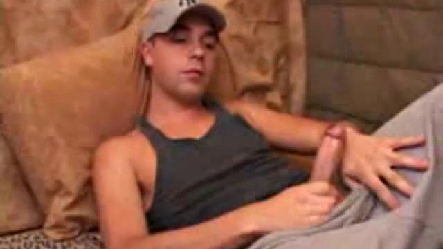 Vincenzo is super horny and exposes his stiff dick. After giving his cock a good workout, Vincenzo shoots all over his face and licks up the remains.