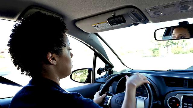 Chocolate Cutie Rides Her Driving Instructor