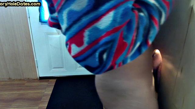 BJ gloryhole DILF with moustache sucks cock at home