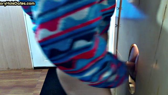 BJ gloryhole DILF with moustache sucks cock at home