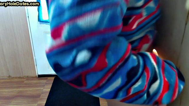 BJ gloryhole DILF with moustache sucks cock at home