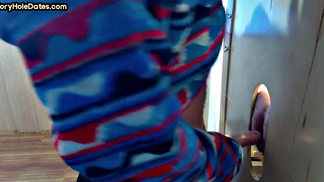 BJ gloryhole DILF with moustache sucks cock at home