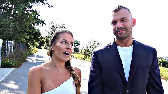 HUNT4K. Wonderful girl receives penis in pussy but manages alone