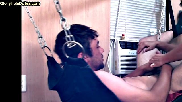 Mature top fucks sling bottom in homemade anal