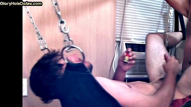 Mature top fucks sling bottom in homemade anal