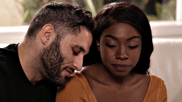 Stunning ebony riding her lover