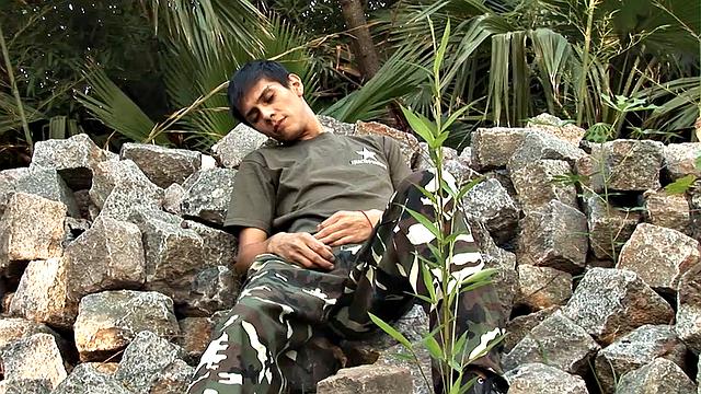 Young Latino Antonio has found a private place to jerk off when he is discovered by Alejo. The older instructs him to get on his knees and suck his big cock, and the boy does as he's told.