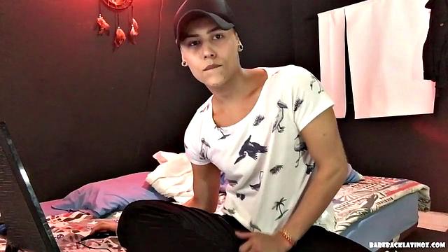 Our featured solo of the week is adorable Latin boy Zalar. This cute twink strips off and reveals his big dick.