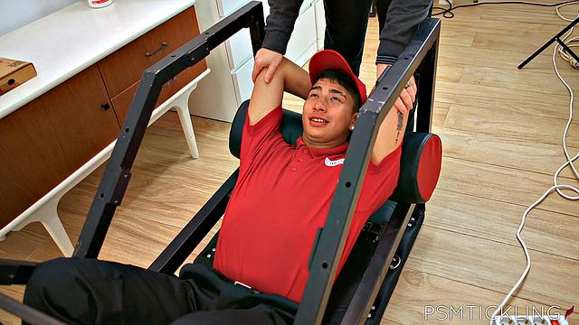 Pizza boy gets tickled