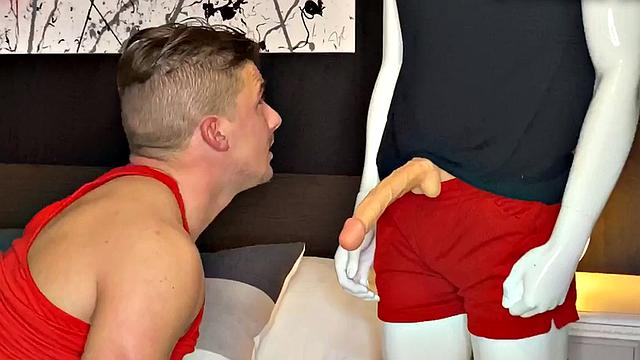 Hunky amateur teases before riding dildo
