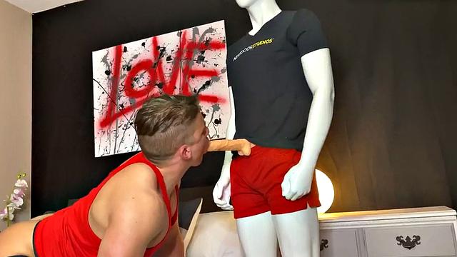 Hunky amateur teases before riding dildo