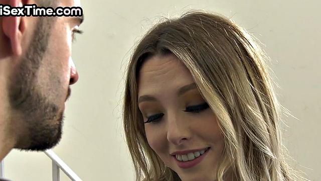 Bisexual smallboobs babe fucked in MMF 3way by BF and his mate