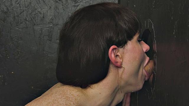 Smallboob brunette gloryhole sucked before barebacked