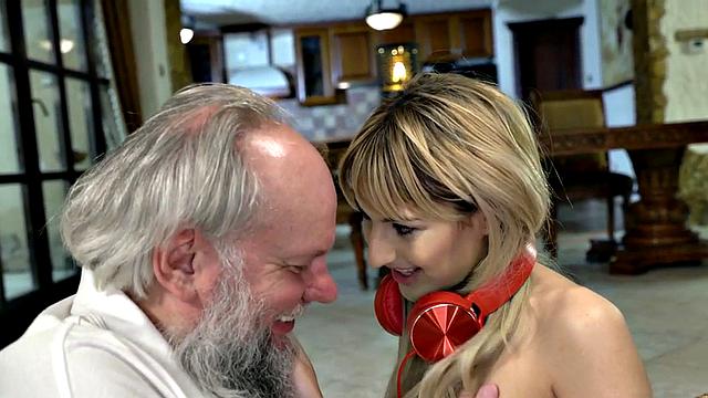 Horny grandpa with lucky 21yo in wet pussy hole