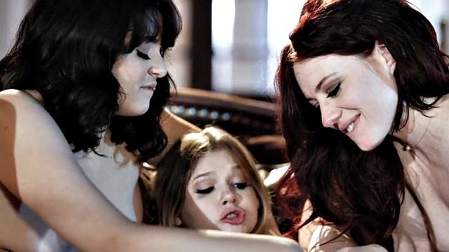 Dyke bae seduces lesbian BFF sluts in threesome sex