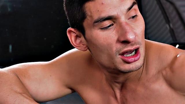 Fisting car mechanic fists BF's asshole till umshot