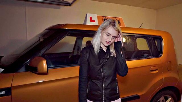 Real driving learner passionately riding instructor's cock