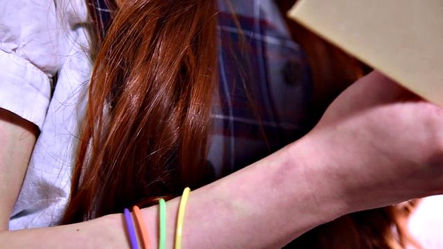 Tiny Ginger Dolly Little Takes Off Her Uniform and Masturbates