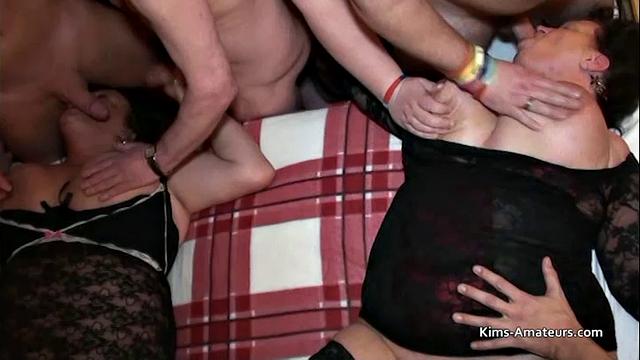 Mature big-boobed amateur bukkake