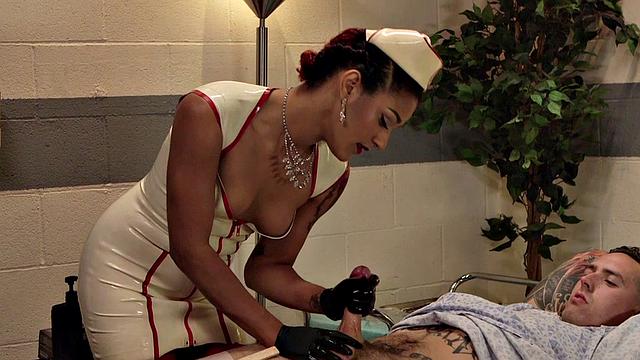 Speculum nurse toying and fingering submissives butt