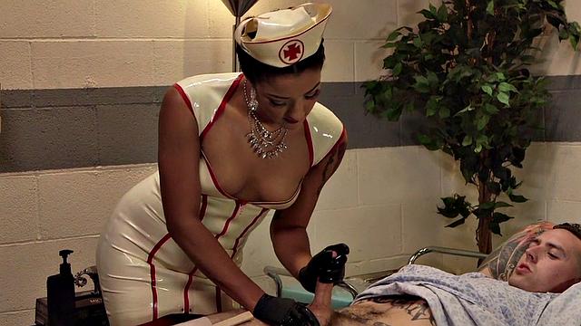 Speculum nurse toying and fingering submissives butt