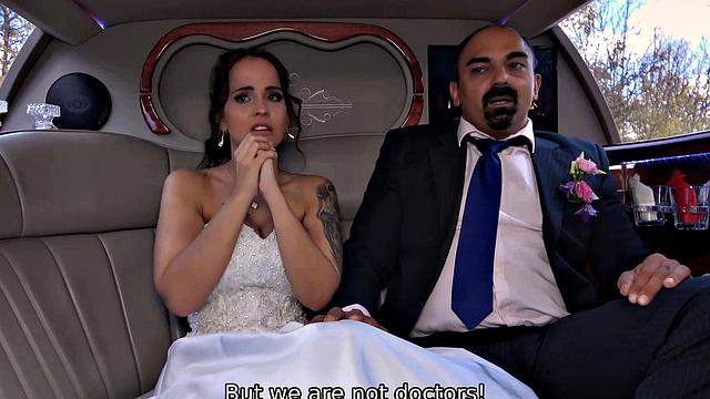 VIP4K. Random passerby scores bride in the wedding limo